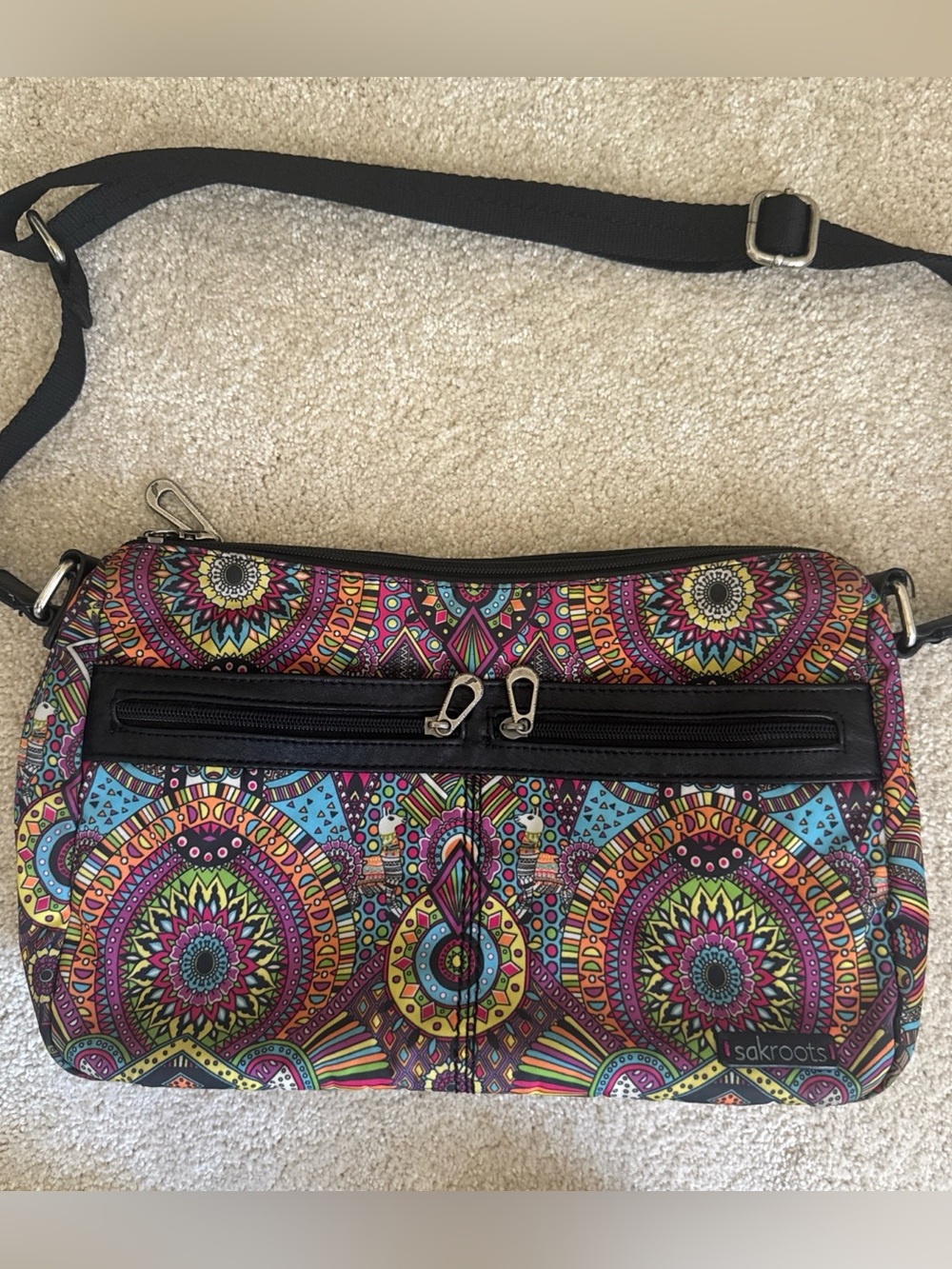Sakroots New Adventure Crossbody Bag Rainbow Mandala Print Vegan Repreve Purse